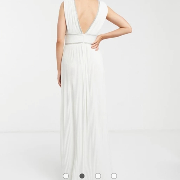 NWT Rhinestone trim pleated maxi gown - Picture 3 of 7